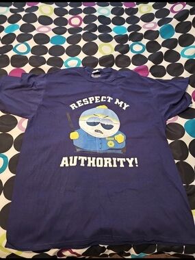 Respect My Authority! Cartoon Graphic Tee - Navy